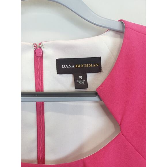 Dana Buchman Sheath Dress Ruched Cap Sleeve Women 10 Fuchsia Office Feminine - Picture 9 of 15